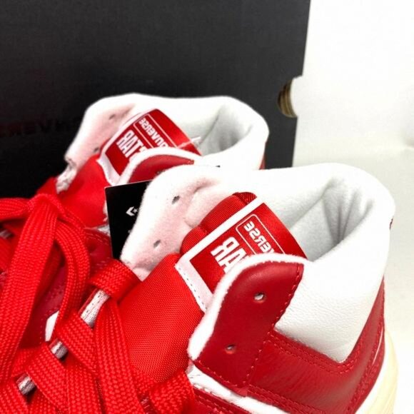 Converse Weapon CX Varsity Leather Shoes Women's Red 172355C Sneakers Mid White - Picture 10 of 12